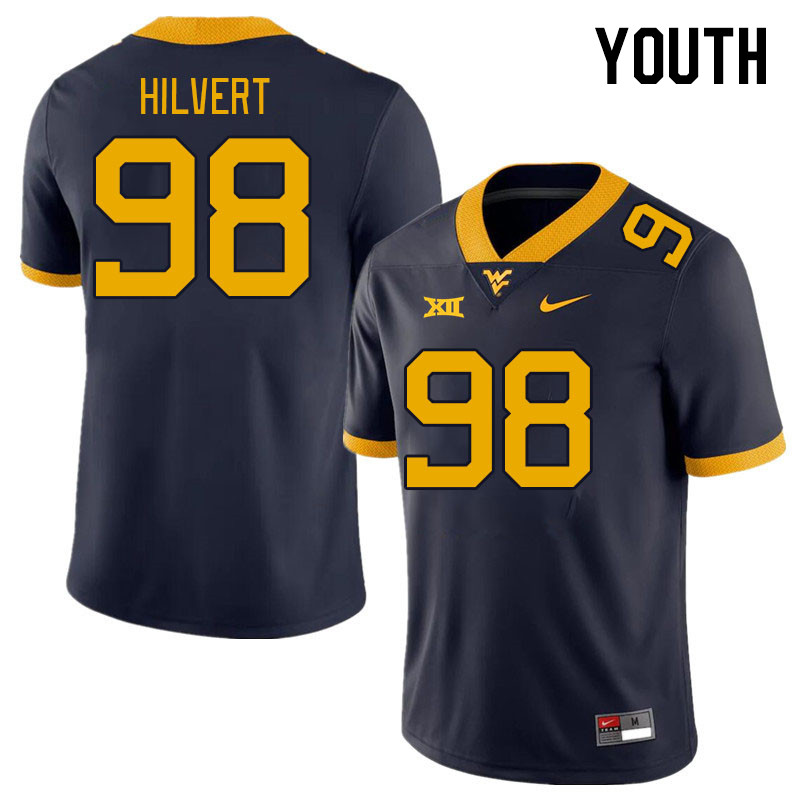 Youth #98 Harry Hilvert West Virginia Mountaineers College Football Jerseys Stitched Sale-Navy - Click Image to Close